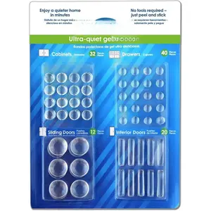Ultra-Quiet Gel Bumpers - 104 count Variety Pack - Multi-Layer Polyurethane Absorbs Shock & Dampens Sound - Protect & Quiet Cabinets, Drawers, Interior Doors & Sliding Doors