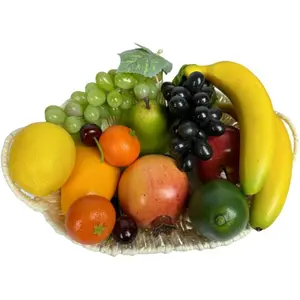 17pcs Mixed Artificial Fruits Lifelike Simulation Fake Fruit Props for Photography Display Home Decor Craft Fruit Set with Fake Grapes Fake Banana