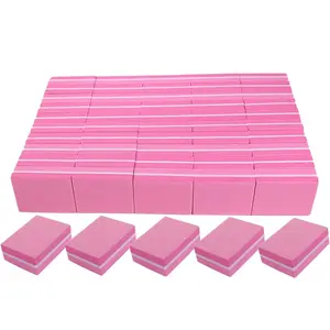 Nail Buffers (50 Pack), Mini Buffer Block Nail File for Acrylic Nails and Natural Nails, 100/180 Grit Nail Buffer Block Bulk Buffing Blocks for Nail Buff Professional Manicure File Blocks Set Pink AhaTopia