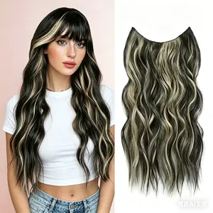 Plodon 20 Inch Synthetic Hair Extension Clip In Long One Piece Wig For Women Invisible Seamless Heat Resistant Hair Piece Natural Hairstyle For All Occasions Music Festival Party Cosplay Holiday And Daily Use, Invisible Extension Hairpiece