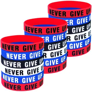Silicone bracelet never give up inspirational concave lettering wrist with glue bracelet
