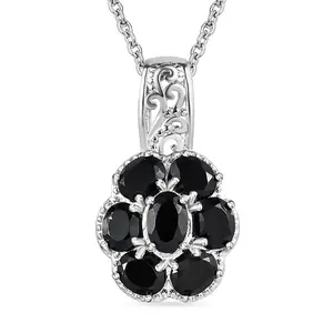 Gemstones Mix Stainless Steel Platinum Plated Flower Pendant Necklace for Women Jewelry Size 20" Birthday Christmas Gifts for Women