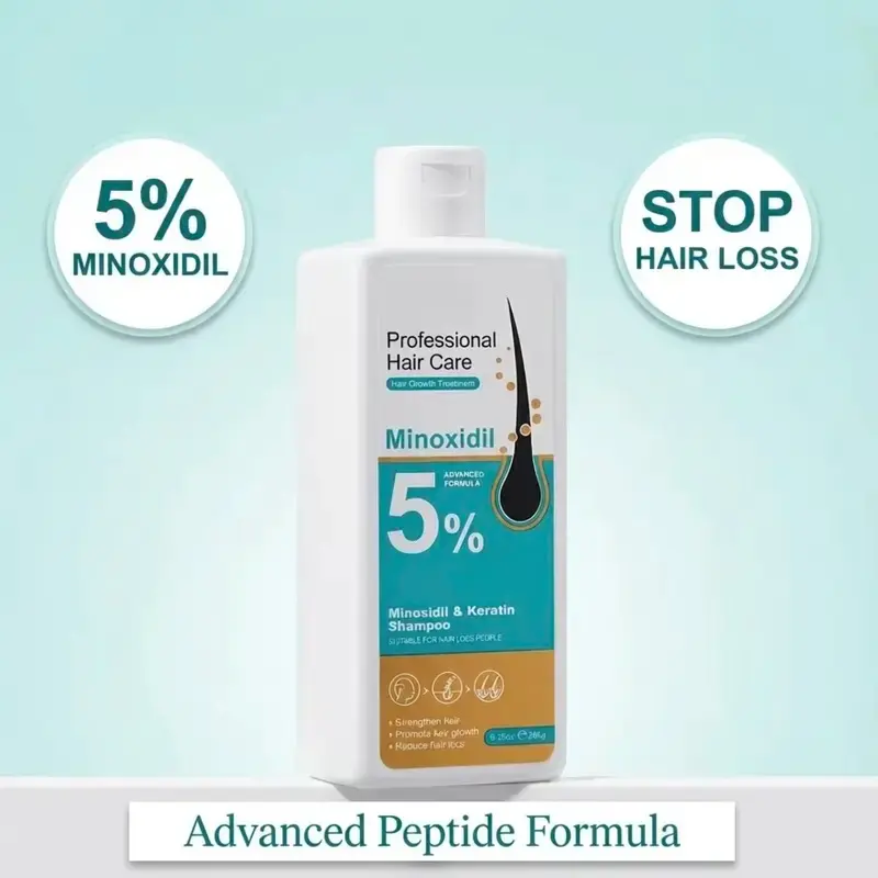 [Buy 1 get 1 free]5% Minoxidil & Keratin Shampoo for Hair Growth Advanced Peptide  Formula Treatment Thicker Stronger Hair