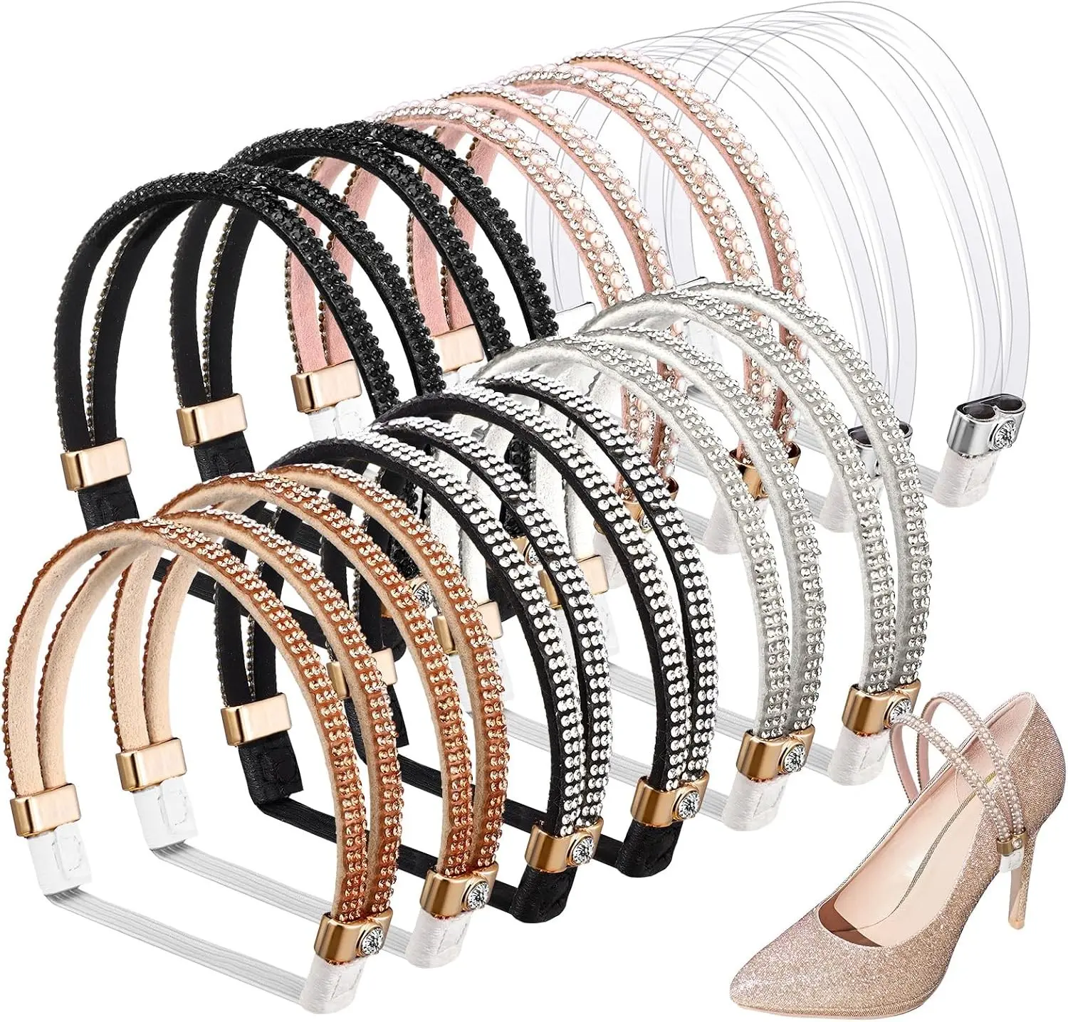 6 Pairs Elastic High Heels Shoe Straps Detachable Shoe Belt for Anti-loose Straps for High Heels Sandals Slippers