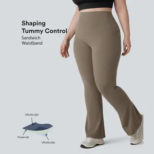 Halara UltraSculpt High Waisted Tummy Control Pocket Shaping Yoga Bootcut Plus Size Leggings