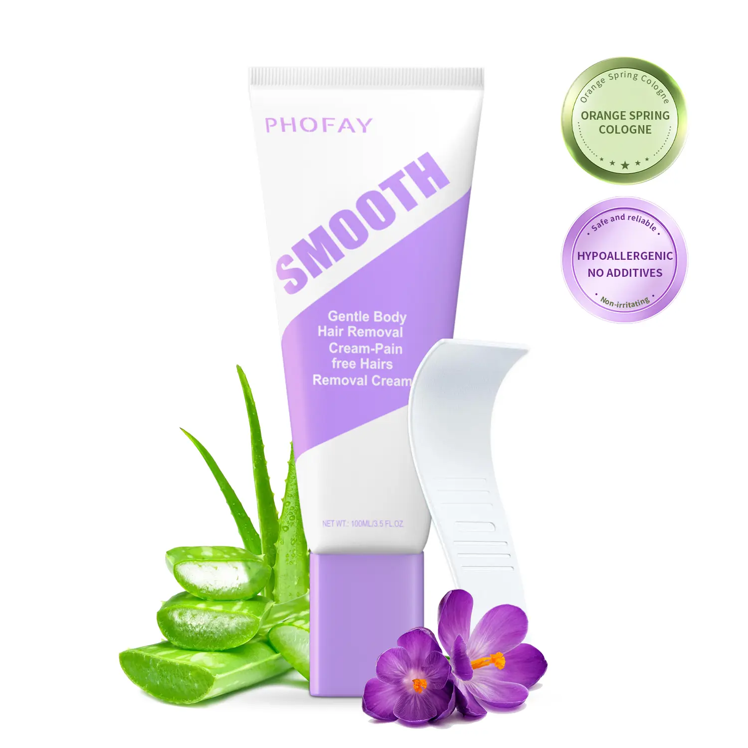 PHOFAY Body Hair Removal Cream - Gentle Formula for Sensitive Skin- Safe Up to 7 Days - Includes Spatula for Touch-Free Application