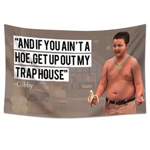 Funny Gibyy and If You Ain't a Hoe Get Up Out My Trap House 3x5Ft Flag Tapestry for Wall Hanging Man Cave College Dorm Bedroom Outdoor Decoration Banner