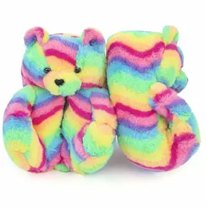 Women & Children House Slippers - Design for Comfortable Home Wear Fluffy Modern Sleeper Rainbow Footwear