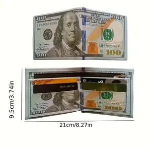 Vintage Retro Dollar Bill Wallet - PU Leather Credit Card Holder, Zippered Coin Pouch for Men