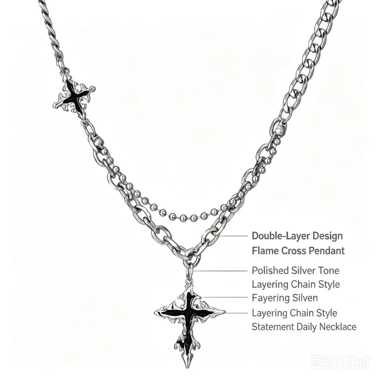 Oxidation-Free 60cm Layered 4-Point Star Necklace Camera, Everyday Wear Costume Jewelry for Boyfriend