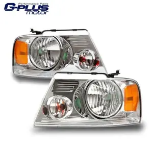 Fit For 2004-2008 Ford F150 Headlights Assembly Chrome Housing Amber Reflector