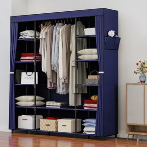 59 Inch Portable Closet Wardrobe Organizer Storage with Cover Non-Woben Fabric Portable Wardrobe Closet Furniture