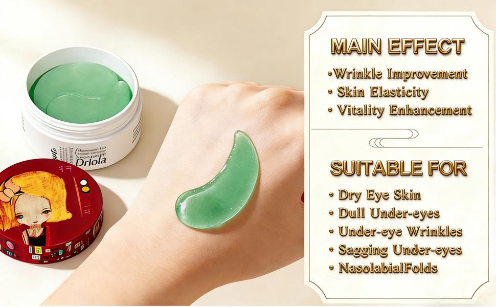 【JU】Dr.LoLa Hydrogel Eye Patches | Lighten Dark Circles with Niacinamide | Smooth Skin with Hydrolized Collagen | Reduce Wrinkle Depth with Adenosine | 60 Pcs |  Korean Eye Care