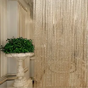 2 Pack Glitter String Curtain with 2 Bow Ties, 39"x79" Bling Doorway Room Divider for Wedding Party Home Decor Cutlery Tableware Reusable Window Decorations Supplies