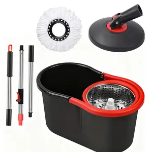 Small Spin Mop and Bucket Set with Wring System Stainless Steel Pole Rotation Mop Base No Replacement Mop Head for Homes and Offices Efficient Cleaning Solution