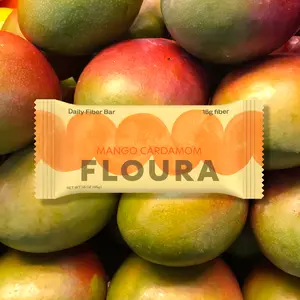 Floura Mango Cardamom Fiber Bar 12-Pack - 15g Fiber, Fruit-Forward, Gluten-Free, Snack for Wellness On-The-Go
