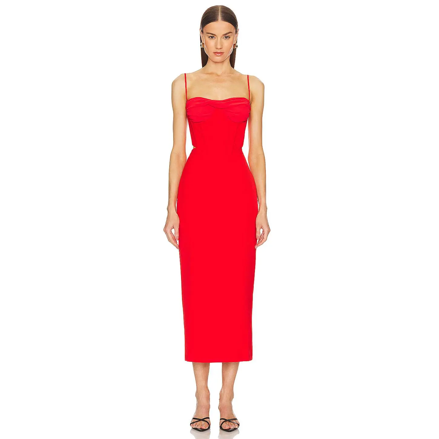 Bardot Martini Midi Dress in Fire Red