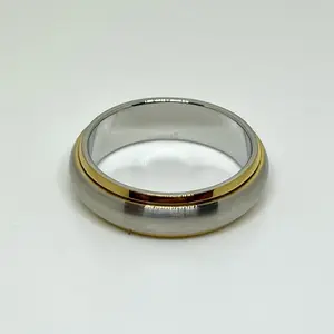 Stainless Steel Two Tone Spinner Ring – Silver and Gold Tone Spinning Fidget Band