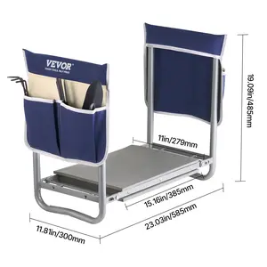 VEVOR Garden Kneeler and Seat, 11 in Wide Kneeling Pad, Heavy Duty Garden Kneeling Stool, Folding Garden Seat with 2 Tool Bags, Relieve Knee & Back Pain, Non-Slip Garden Bench for Women Grandparents