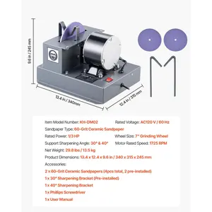 VEVOR Lawn Mower Blade Sharpener, 1/3HP Lawnmower Blades Grinder with 7 Ceramic Grinding Wheel, 30 or 40 Blade Sharpening Machine for High Lift, Low Lift, Gator Flat Blades