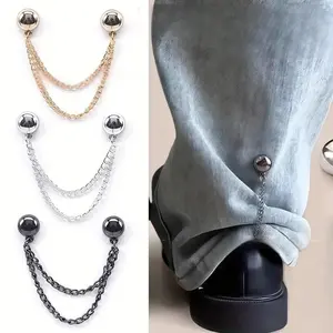 Women Magnetic Clothing Clips Set, Adjustable Chain Design, Ball Decor, No Sewing Required, Elegant Appearance, Alloy Material, Fashion Accessories