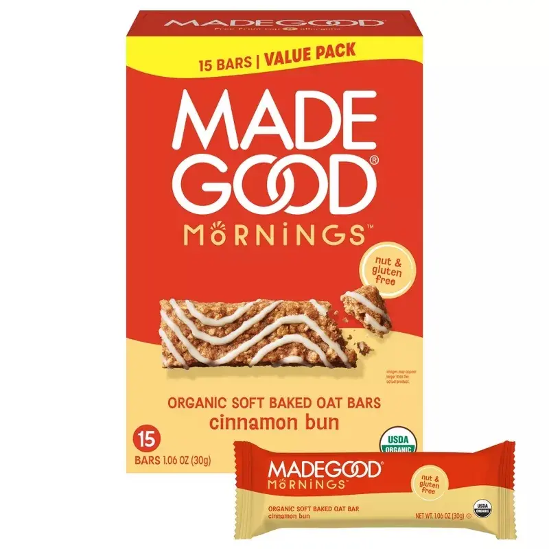 MadeGood Mornings Cinnamon Bun Soft Baked Oat Bars Value Pack - 15.9oz/15ct