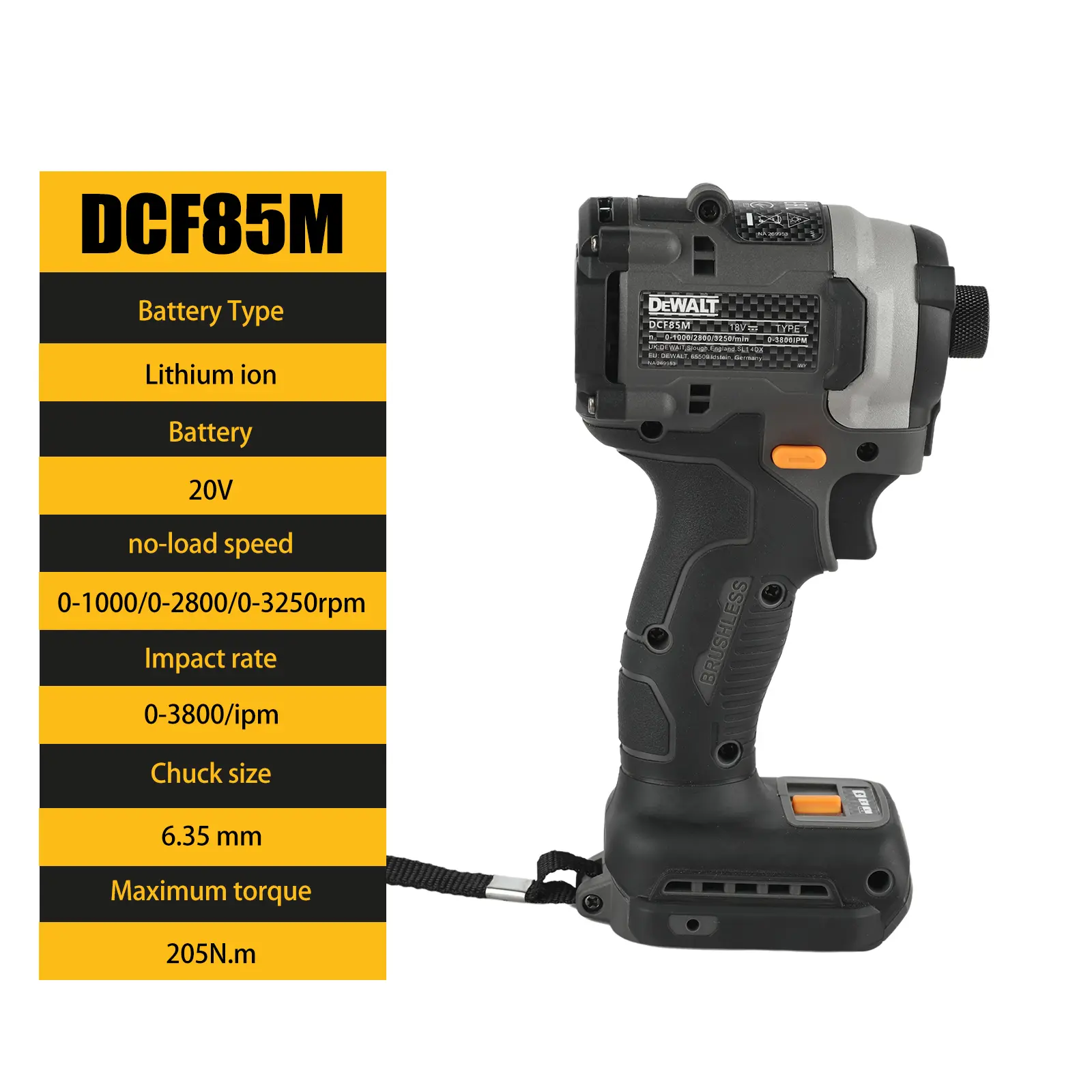 DEWALT DCF85M XR Brushless Cordless Impact Driver Set - McLaren Edition, Impact Power Drill for Power Fastening, Cordless Tools for Hardware Use & DIY Enthusiasts, Hardware Cordless