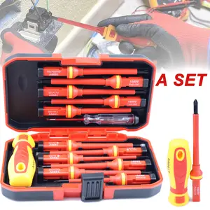 13 in 1 Insulated Electrician Screwdriver Set, Magnetic Tip, Replaceable Screwdriver Bits & Insulated Handle, All-in-One Professional Hand Tool for Electrical Maintenance & Home DIY Repair, Magnetic Screwdriver Tools
