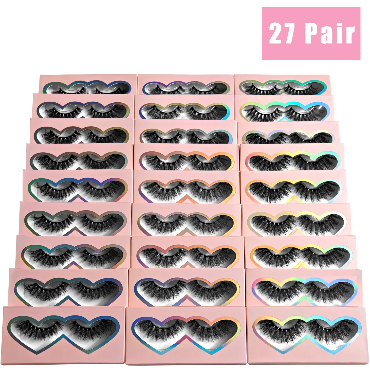BTLLSSH Faux Mink Lashes 3 Style False Eyelashes 100% Handmade Luxurious Fake Eyelashes Lightweight False Eyelashes 27 Pairs Pack Makeup Cosmetic Mascara