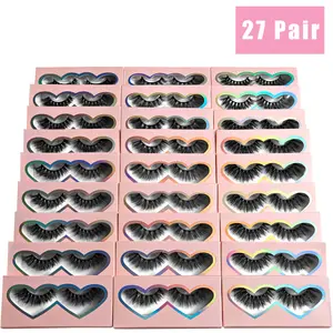 BTLLSSH Faux Mink Lashes 3 Style False Eyelashes 100% Handmade Luxurious Fake Eyelashes Lightweight False Eyelashes 27 Pairs Pack Makeup Cosmetic Mascara