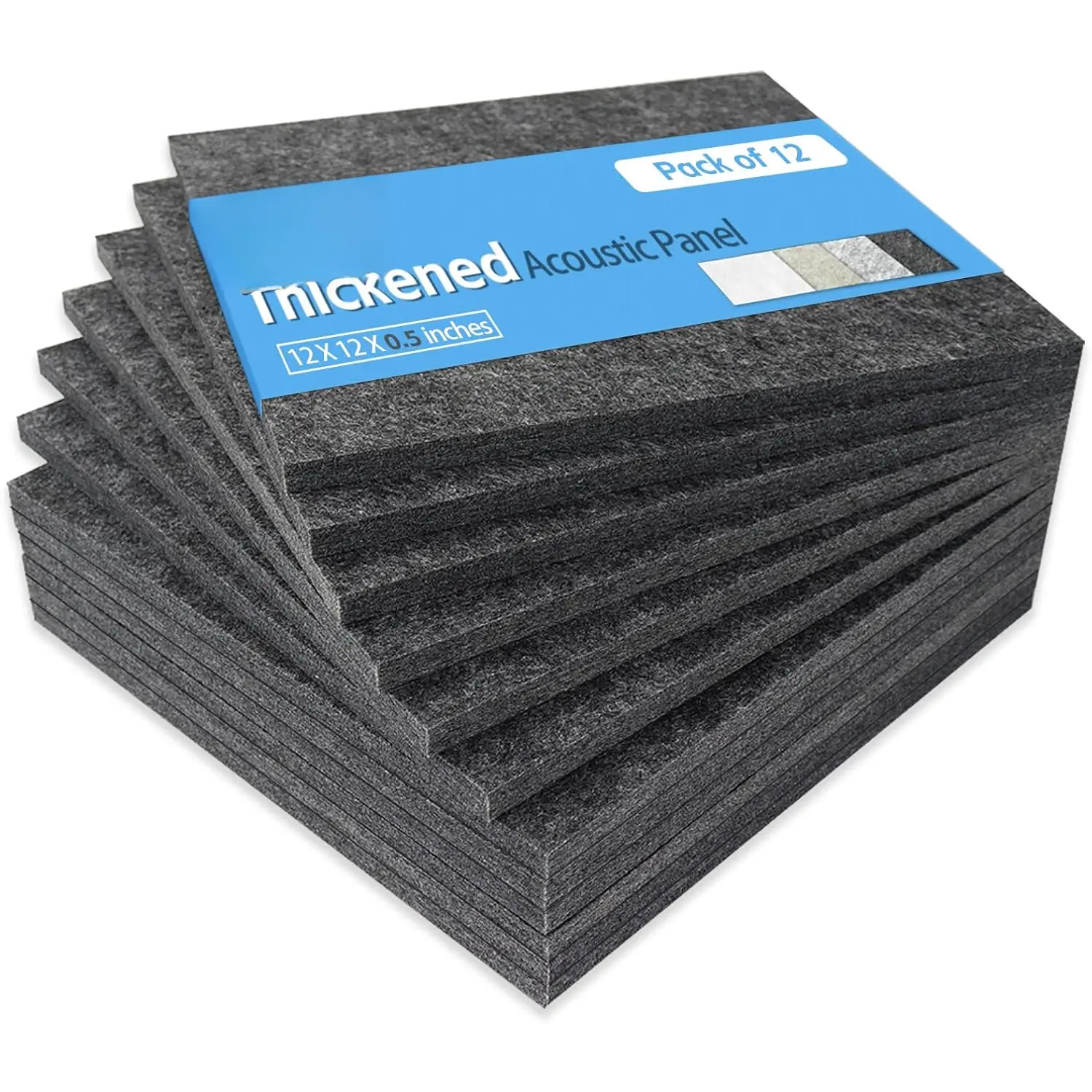 Thickened Sound Absorbing Panels - 12 Pack 12 X 12 X 0.5 Inches Dense Acoustic Panels, Echo Noise Reducing Sound Panels, Tackable Studio Panels for Wall and Ceiling Acoustic