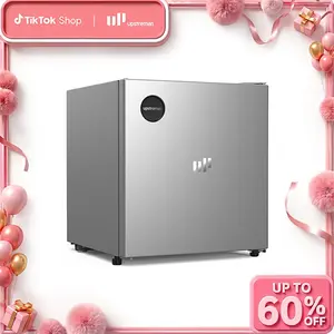 Upstreman mini fridges 1.5 Cu.Ft Sleek Stainless Steel Mini Fridge Energy Star Certified Adjustable Temperature Thermostat Reversible Door Compact Refrigerator for Office Bedroom or Dorm CR16 College Outdoor Portable Desktop beverage cooler black beer tik