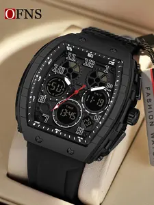 Men's Fashion Digital Wristwatch, Casual Sporty Digital Watch with Luminous Dial & Alarm Mode, Waterproof Wrist Watch, Outdoor Sports Watch with Box