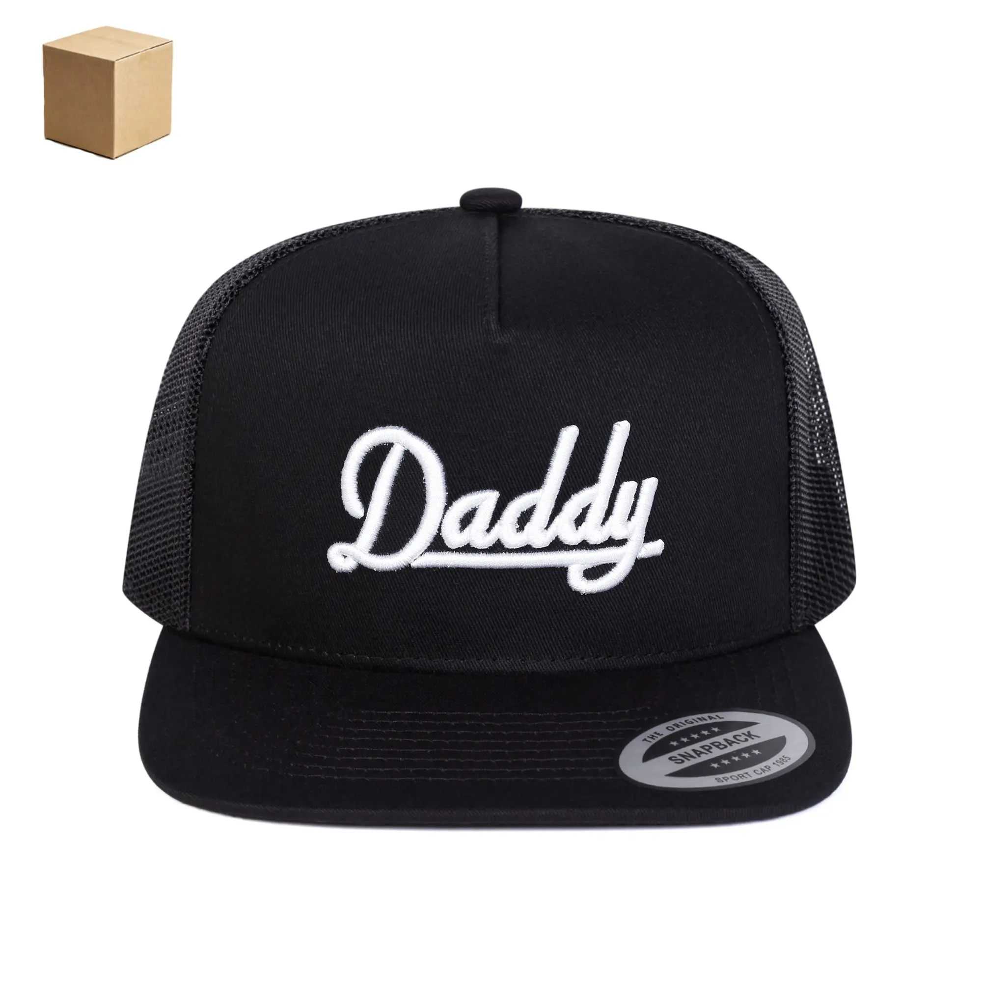 "Daddy" 3D Cursive Embroidery Trucker Hat, High-end Adjustable Street Style Hip Hop Cap, Sunscreen Leisure Hat for Spring, Autumn, Travel, Beach Vacation and Everyday Casual Wear