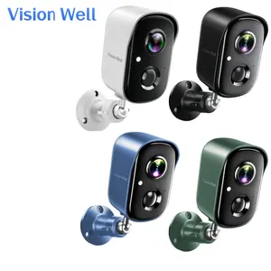 Vision Well Security Cameras Wireless Outdoor, 2-Way Talk, Waterproof, Cloud/SD Storage.2K Battery Powered AI Motion Detection Spotlight Siren Alarm WiFi Surveillance Indoor Home Camera, Color Night Vision,
