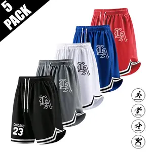 Men’s regular-fit graphic print shorts with drawstring waist; breathable sports/fitness casual shorts for summer; men’s everyday bottoms; breathable slim-fit printed shorts; men’s plus-size “LA” graphic basketball shorts; Y2K streetwear; Men's