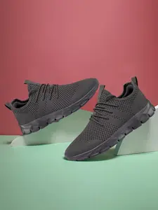 Men's Breathable Mesh Knit Running Shoes, Casual Sporty Stretch Fit Lace Up Low Top Sneakers, Fashionable Sports Shoes for Daily Wear, Closed, Knitted Running Shoes