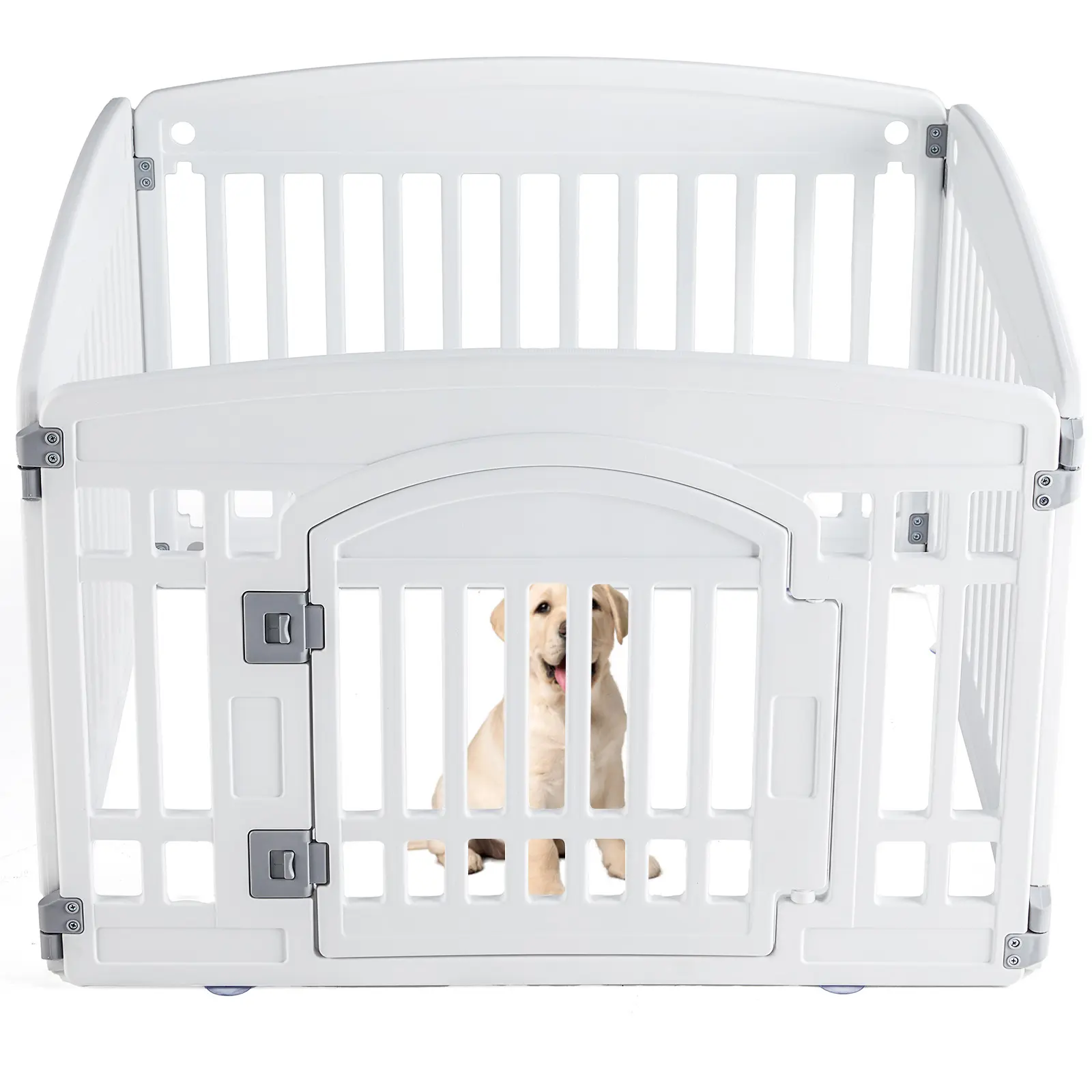 furnishflex Dog Playpen Safe & Secure Indoor/Outdoor Pet Fence | Folding & Portable | Ideal for Small to Medium Dogs | Easy to Clean （White）