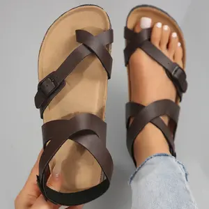 Women's Strappy Sandals Ring Toe Casual Slippers Comfortable Clip-On for Every Day