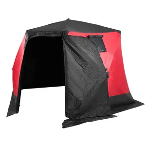 6-8 Person Outdoor Portable Ice Shelter Pop-Up Ice Fishing Shanty Tent for Cold Weather, Insulated Weatherproof Shelter with Front Vestibule, Quick Setup, Durable Fabric, Zippered Door, Sturdy Frame, Includes Carry Bag