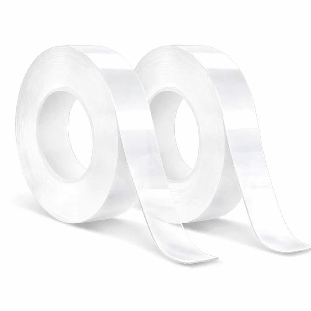 2-Pack Heavy-Duty Nano Double-Sided Mounting Tape, Transparent Multi-Use Adhesive Tape for Wall Item Sticking, Rug Securing, Nano Tape