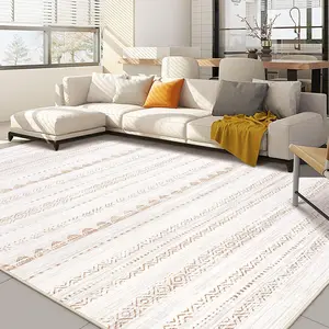 cotiled 5x7 Area Rug Living Room: Washable Boho Rugs with Non Slip Backing Large Soft Indoor Stain Resistant Carpet for Bedroom Farmhouse Dining Room Lightweight Home Decor L Brown/Cream summerwins