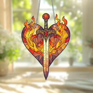 Fireheart Suncatcher, Throne of Glass Fantasy TOG Bookish Window Hanging, Aelin Galathynius ACRYLIC Wall Art,Book Lover Gift,Bookshelf Decor