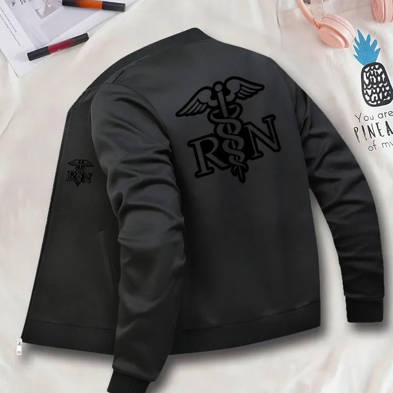 Women's Fashion Jacket with Rn Snake Pattern, Casual Everyday Graphic Zipper Cardigan, Fitted All Season Outerwear, Stylish Ladies Coat Womenswear Winter