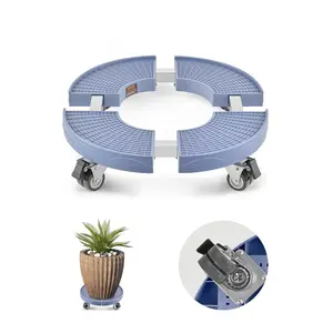 VEVOR Trash Can Dolly with 4 Lockable Wheels, 440lbs Weight Capacity, Round Trash Can Roller Base, 15-22.8 in Adjustable, Heavy Duty Drum Dolly Plant Caddy, Multi-Functional Rolling Dolly Cart, Blue