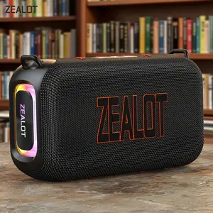 ZEALOT Wireless Bluetooth Speaker, 50W HIFI Bass, IPX6 Waterproof, RGB Sync Rhythm Lights, 8000mAh Battery, BT5.3/TWS for Poolside & Backyard Gatherings.