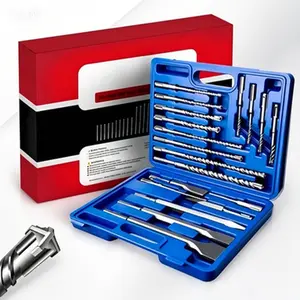 Heavy Duty SDS Plus Rotary Hammer Drill Bit Set, 19-Piece Masonry Bits with Chisel Set, Cross Carbide Tip for Concrete Brick Stone, Universal Shank Impact Drill Accessories, Portable Storage Case Included