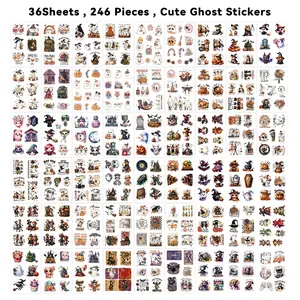 524 PCS 54 Sheets Cute Ghost Sticker Book – Spooky Cute Black & White Illustration Stickers for Journaling, Scrapbooking, Planners & DIY Crafts, TikTokShopJumpstartSale