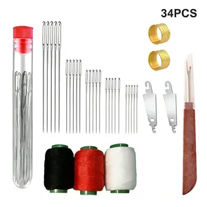 Portable 34-piece sewing kit with large-eye needles and threads for mending & DIY. Great for beginners and pros, and practical for gifting to the elderly..