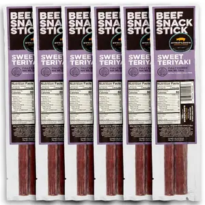 Stripling's Teriyaki Beef Snack Sticks - Family Owned Premium Beef Jerky Snack Packs - Made in the USA (6-pack)